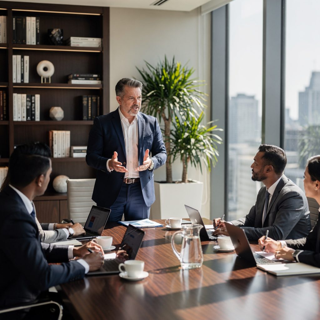 flux pro 2.0 ultra realistic corporate photography of a confident executive business trainer 0